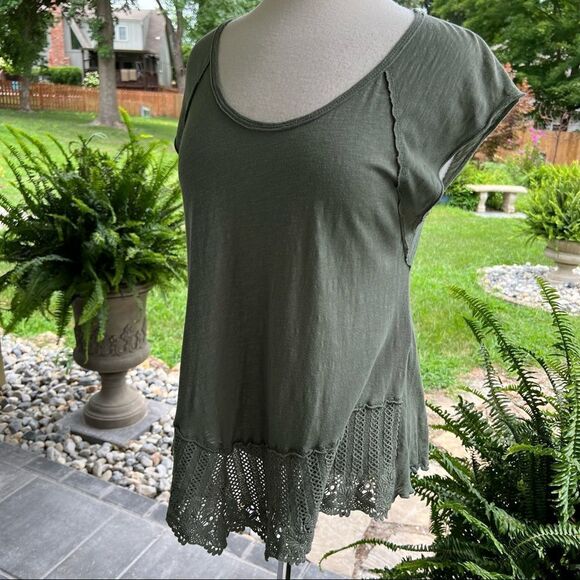 Altar’d State Boho Olive Green short Sleeve Top Size - Picture 4 of 9